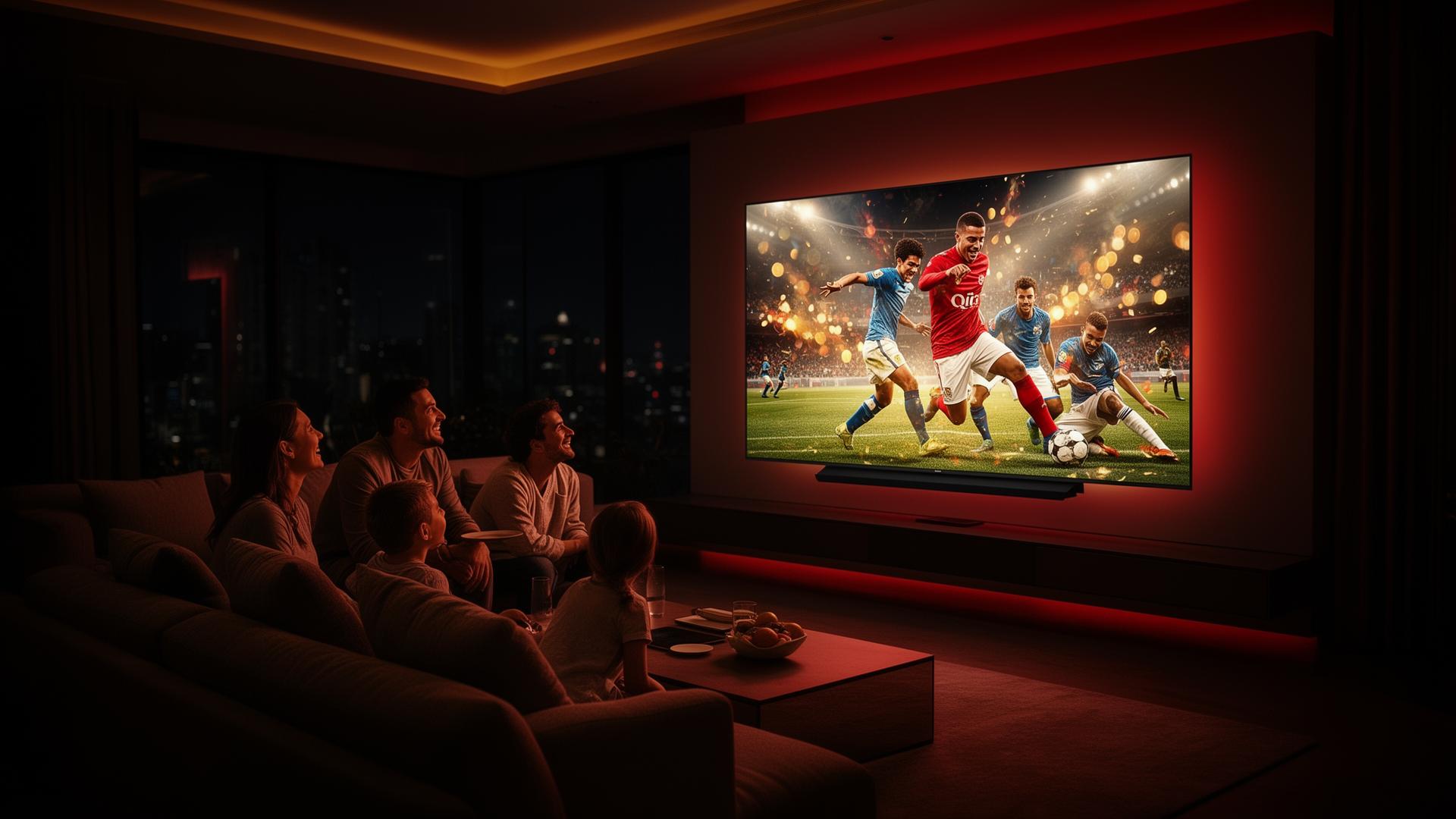 Family enjoying premium IPTV streaming